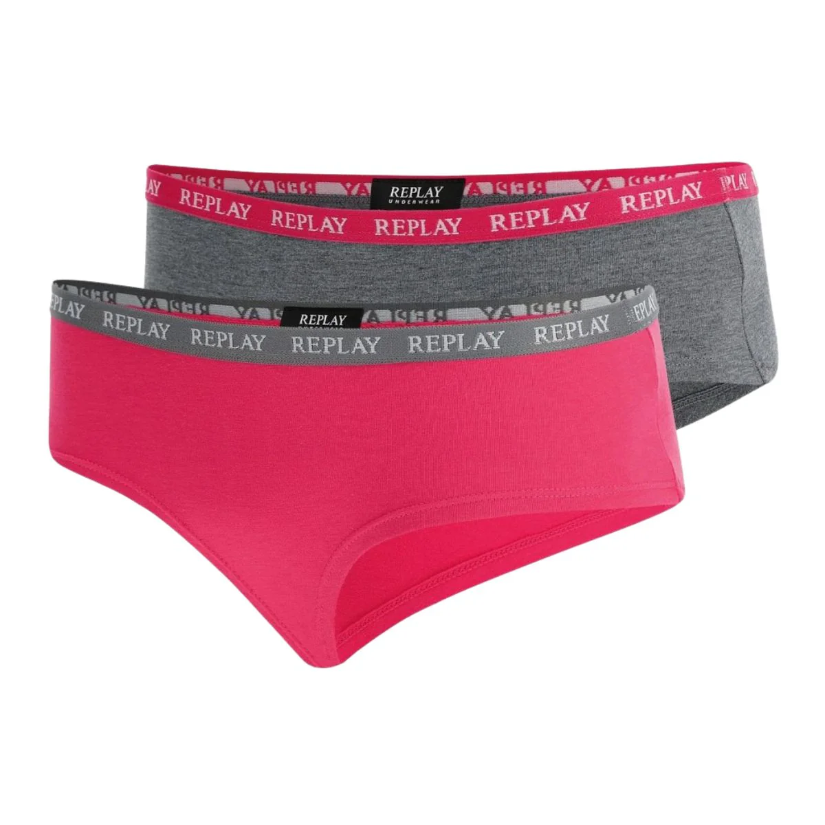 REPLAY Damen Slips I101295GP - Grau/Pink, 2er Pack Culotte Unterhosen