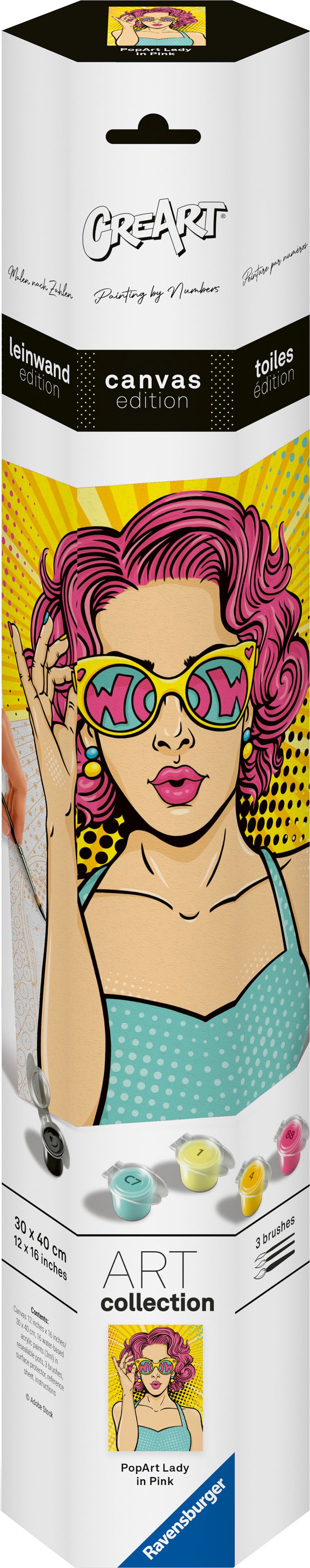 Ravensburger CreArt Malen nach Zahlen 25857 PopArt Collection: Lady in Pink ab 14 Jahren Malen auf Leinwand Buch, Veröffentlichung, Comics, Gesicht