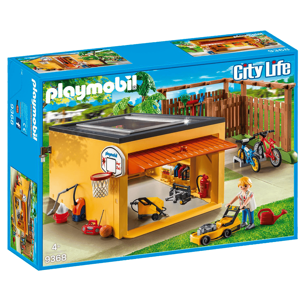 PLAYMOBIL_9368_Garage_mit_Fahrradstellplatz_Exklusivset, Spielbereich, Drinnen, Rad, Gras, Person