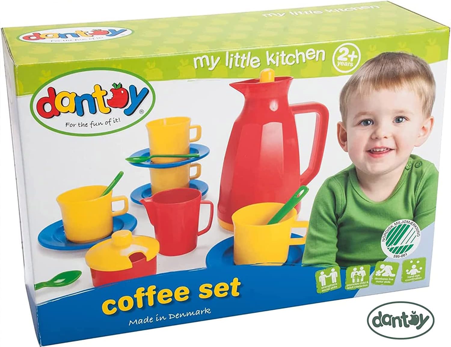 Dantoy 4445 Kinder Kaffeeservice im Box - 17-teiliges Spielset für Rollenspiele