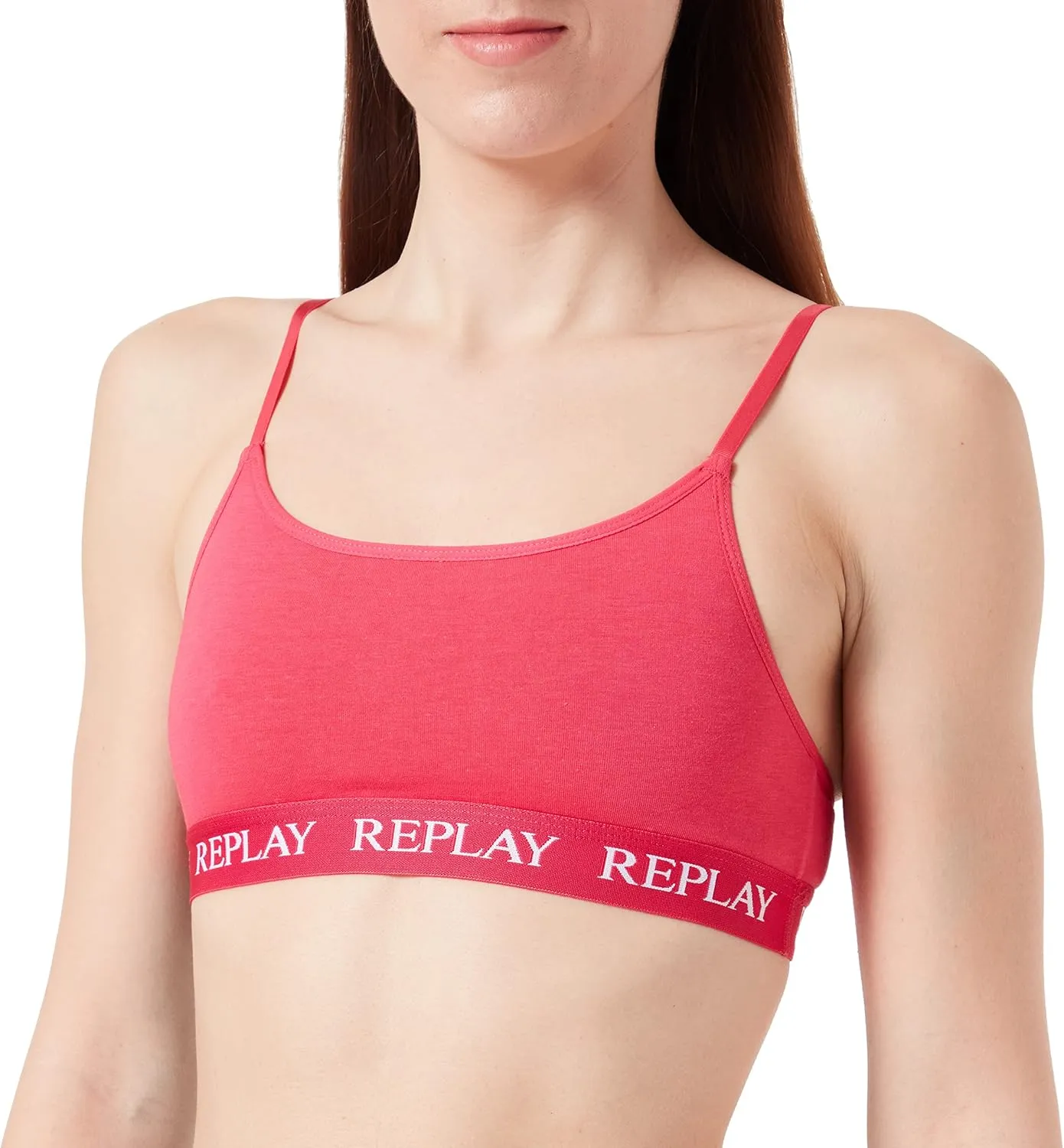 REPLAY Damen Bralette I101298PI - Pink, Casual Soft-BH aus Viskose-Baumwollmix GR. L