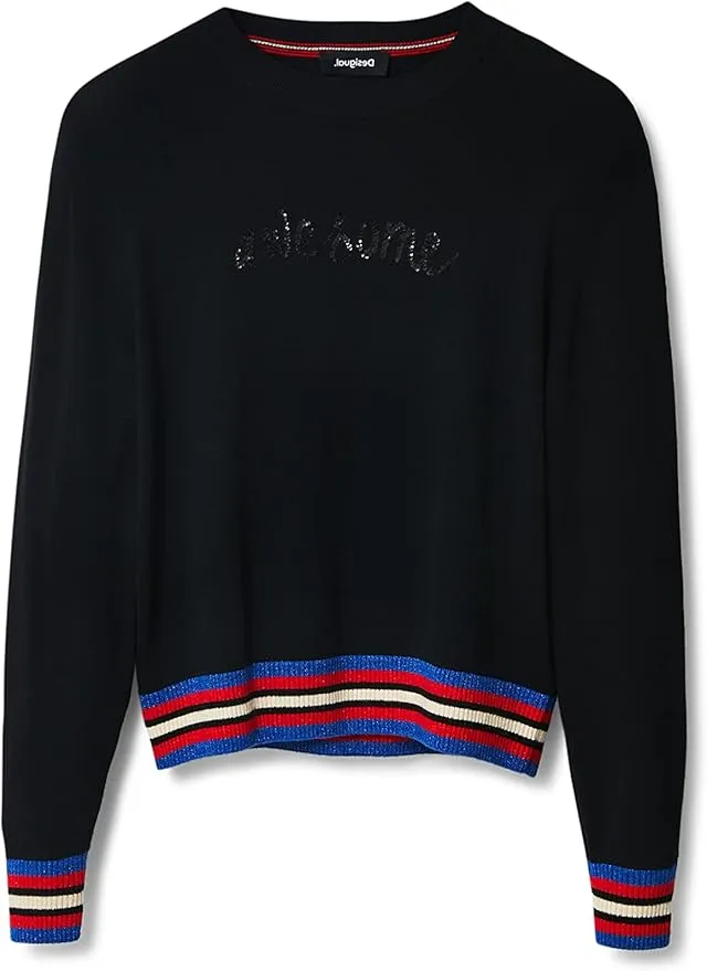 Desigual Damen Pullover - Strickpullover mit Glitzerdetails 22WWJF152000 GR. XXL