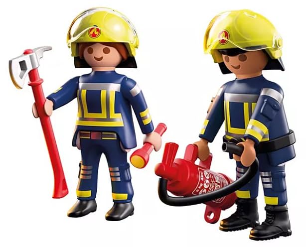 PLAYMOBIL, 71885, Duopack, Feuerwehr, Feuerwehrmann, &, Feuerwehrfrau, mit, Ausrüstung