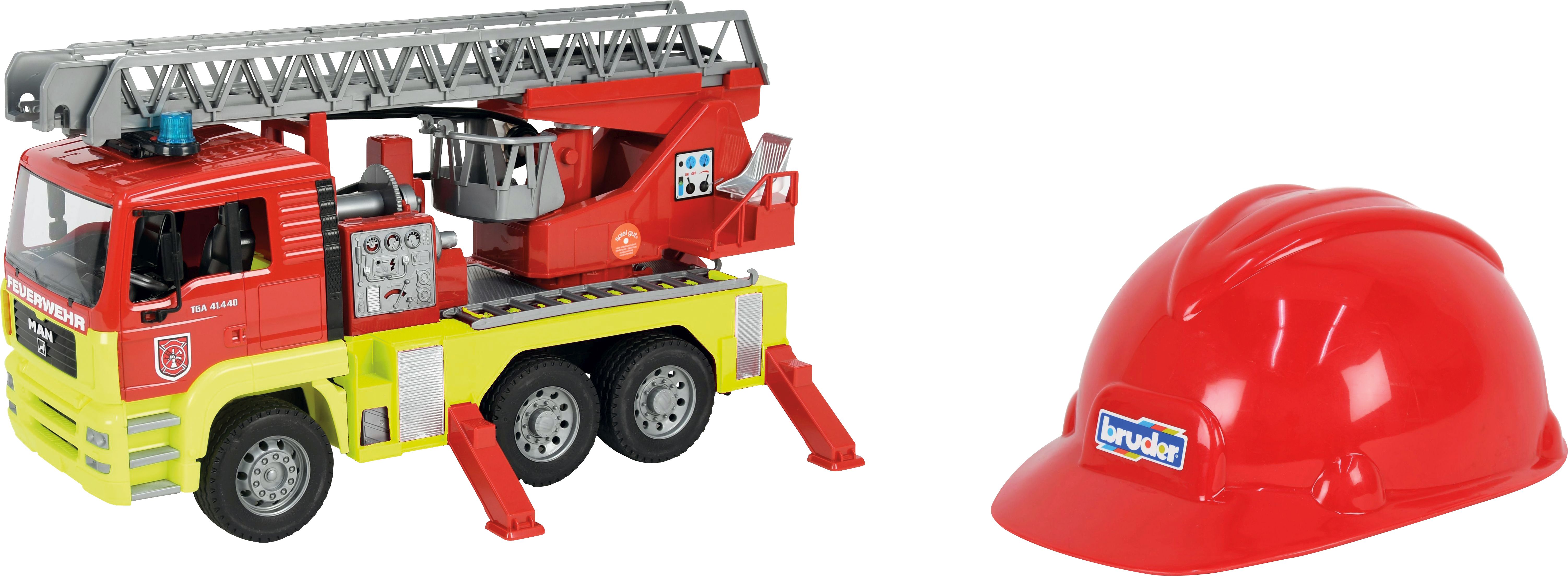 MAN TGA Feuerwehr m. Drehleiter + L&S Modul+Feuwerwehr Spielhelm Bekleidung, Schutzhelm, Helm, Bekleidung, Schutzhelm, Helm
