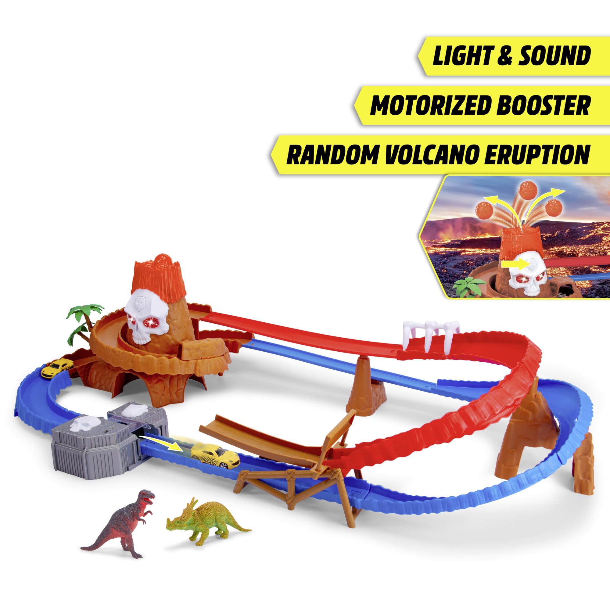 Dickie Skull Vulcano Track Set – Abenteuer-Rennbahn mit Licht, Sound & Dino-Zubehör 203336000