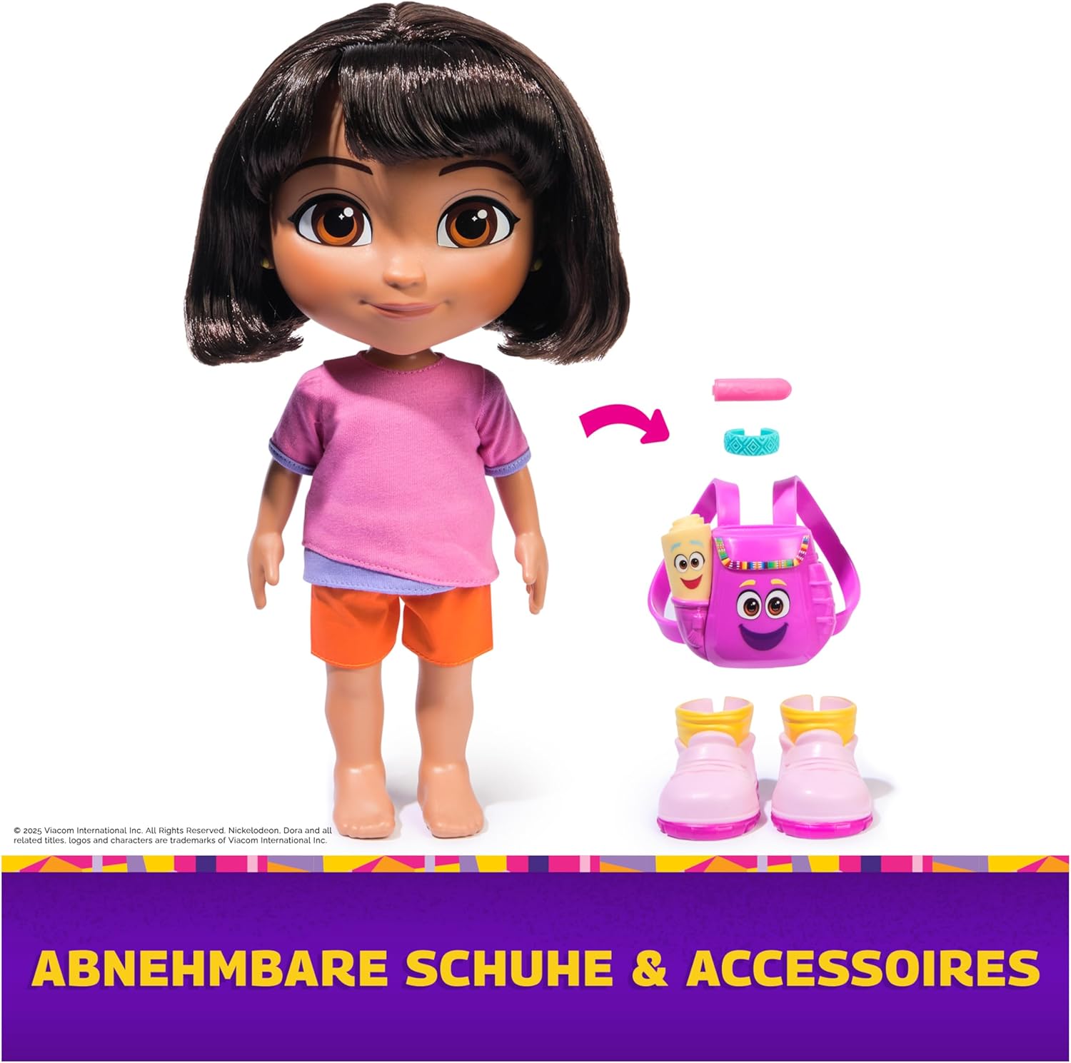 Dora the Explorer Best Friend Puppe Weiche Stoffpuppe mit braunen Haaren, rosa Oberteil und orangefarbener Hose