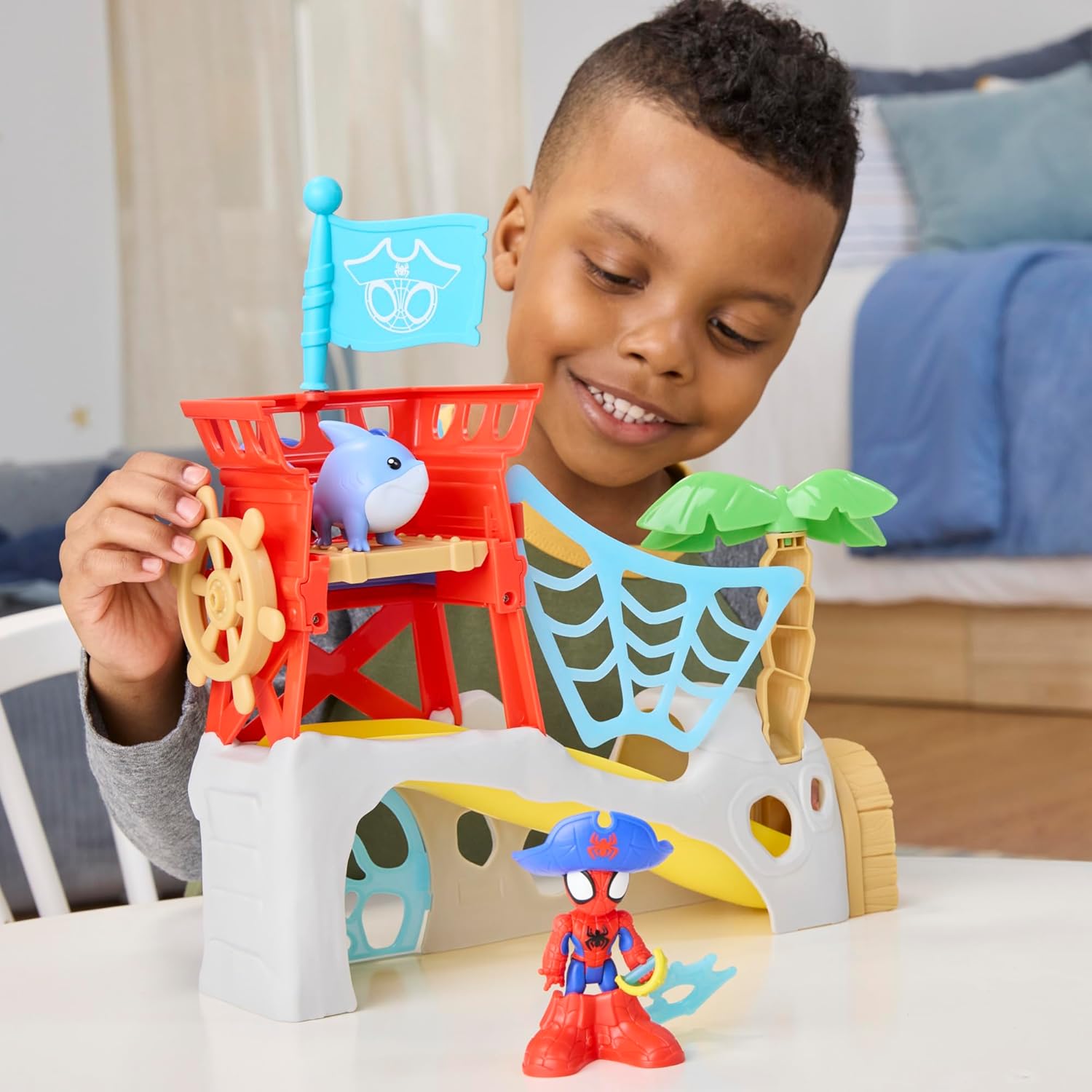 Marvel Spidey und Seine Super-Freunde Water-Webs Spidey Insel Spielset mit 2 Figuren