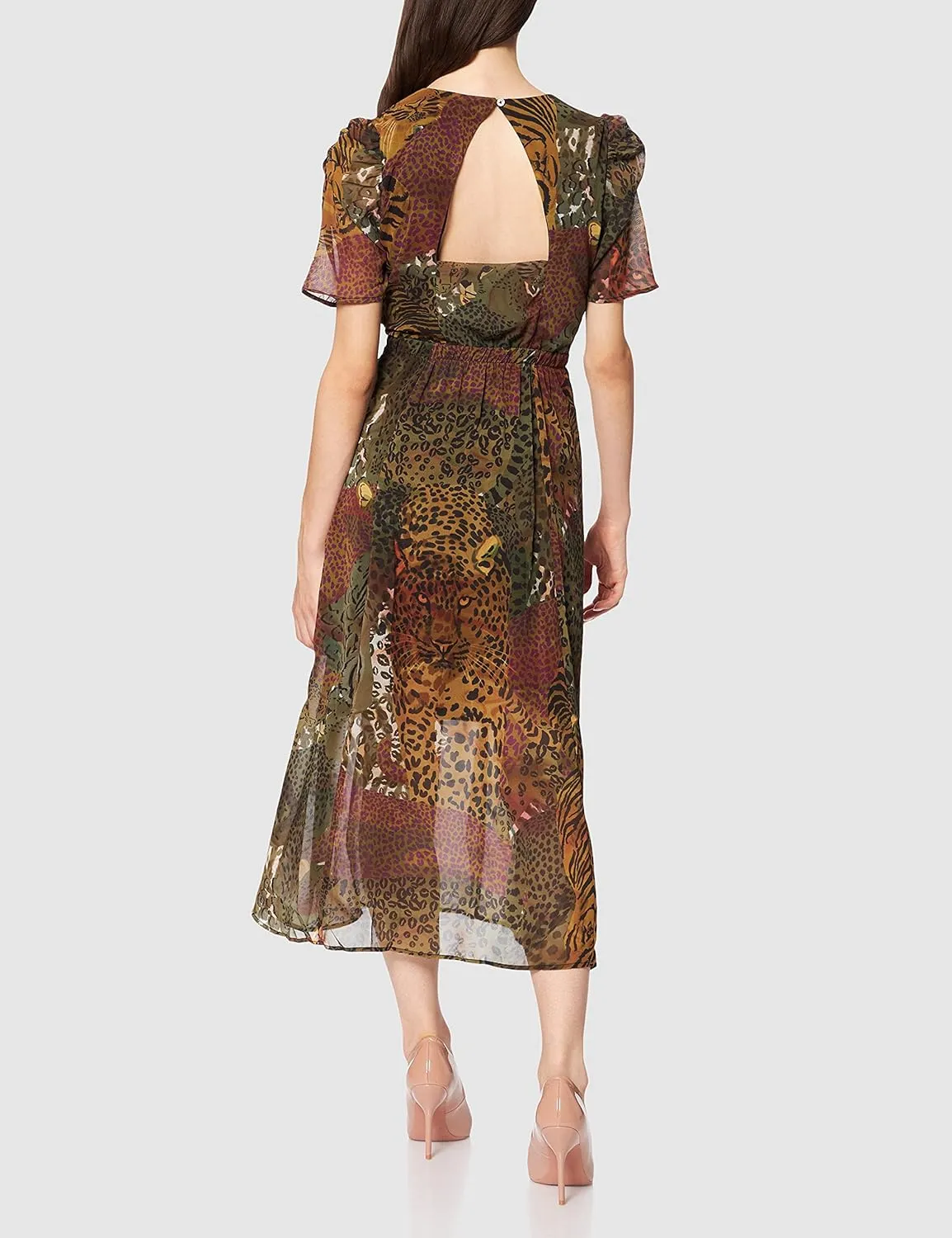 Desigual Damen Kleid „Wild Pattern Midi Dress“ - Braun/Grün 21WWVW664092 GR. L