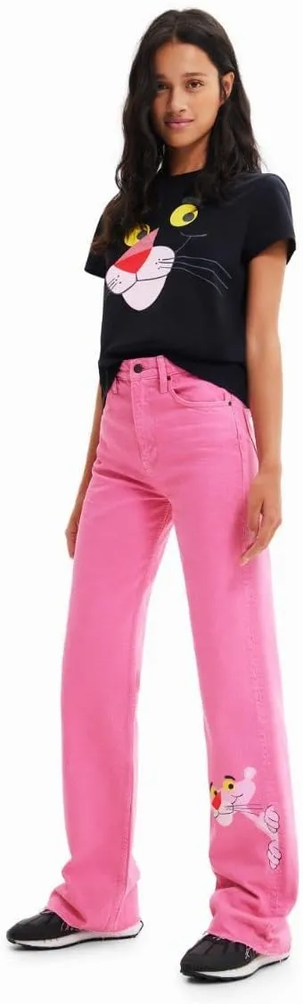 Desigual Damen Jeans - Pink, mit „Pink Panther“-Stickerei 22WWDD293056 GR. 38