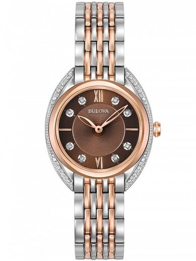 BULOVA 98R230 Uhr Classic Damen Quarzuhr Armbanduhr, Arm, Person, Diamant, Schmuck