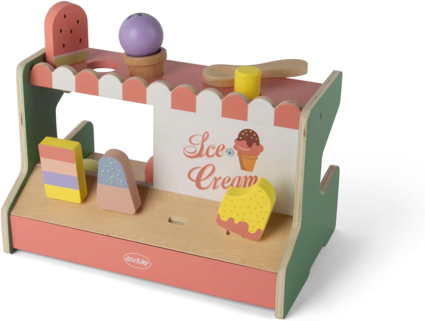 Dantoy 4774 Eiscreme-Shop - Holzspielset in Geschenkbox, 12-teilig