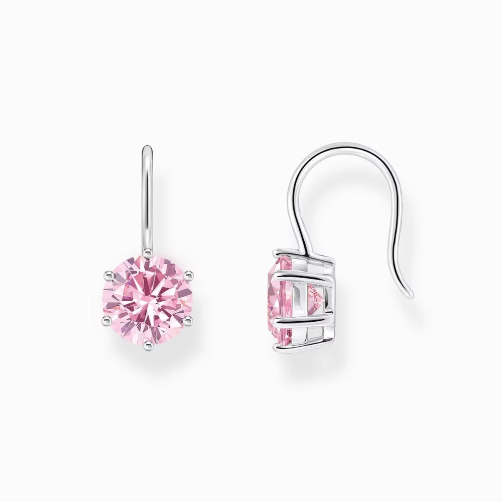 Thomas Sabo Ohrhänger Mit Großem Pinken Zirkonia Silber H2287-051-9