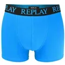 REPLAY Herren Boxershorts I101143BB - Blau/Schwarz, 2er Pack mit Logo-Bund GR. L
