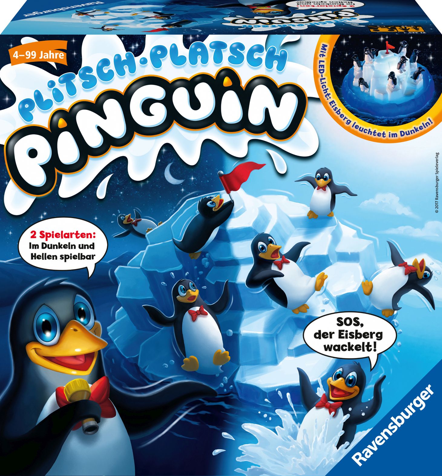 Ravensburger 21325 Plitsch Platsch Pinguin großer Spielspaß mit Geschicklichkeitsfaktor für Kinder und Erwachsene Tier, Vogel, Pinguin