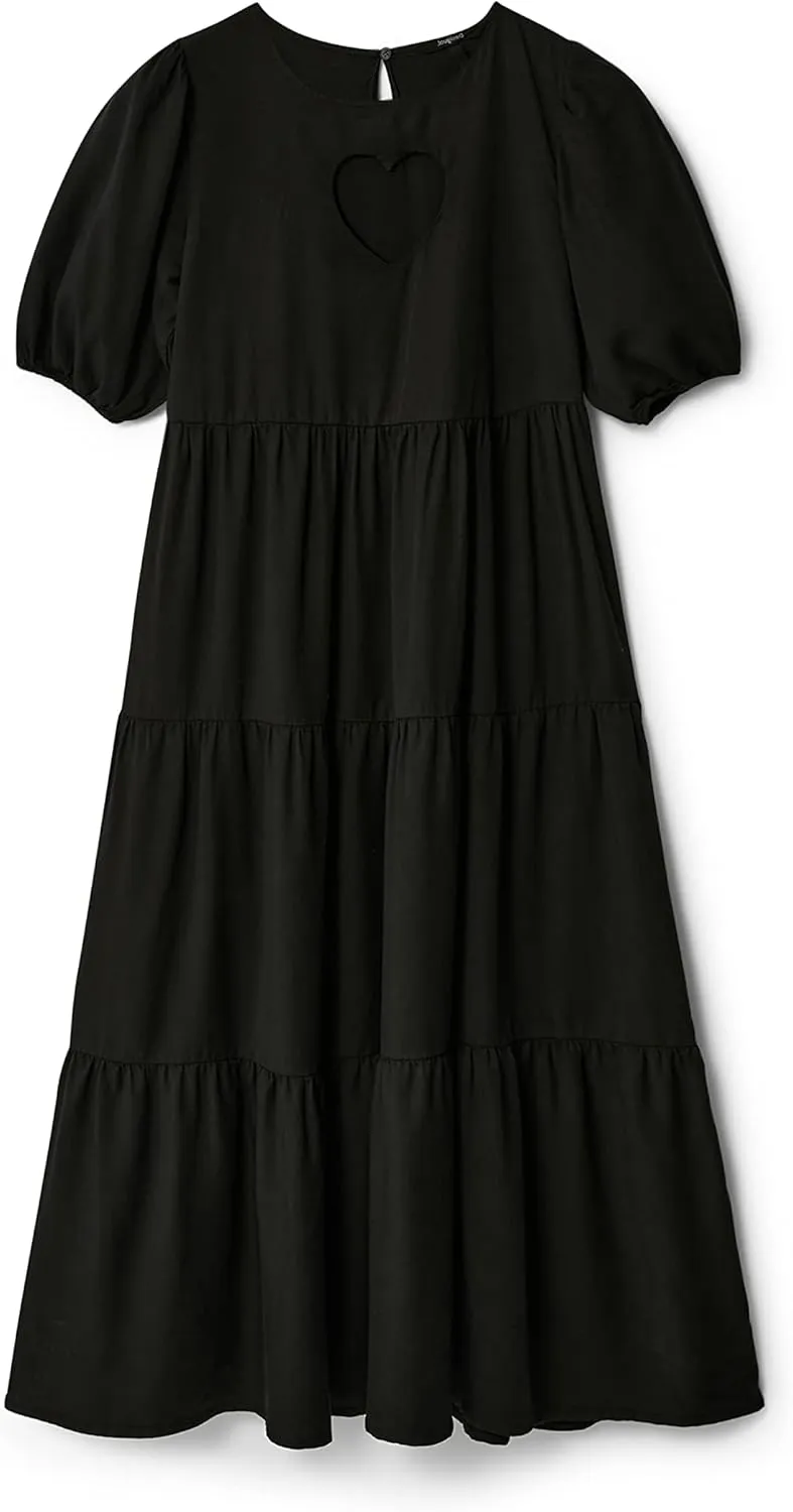 Desigual Damen Kleid 22WWVW302000– Schwarzes Kleid mit -Ausschnitt Herz GR. S