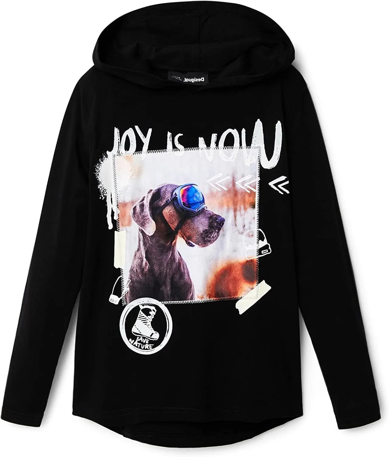 Desigual Jungen Langarmshirt - Schwarz Baumwolle 22WBTK10/2000