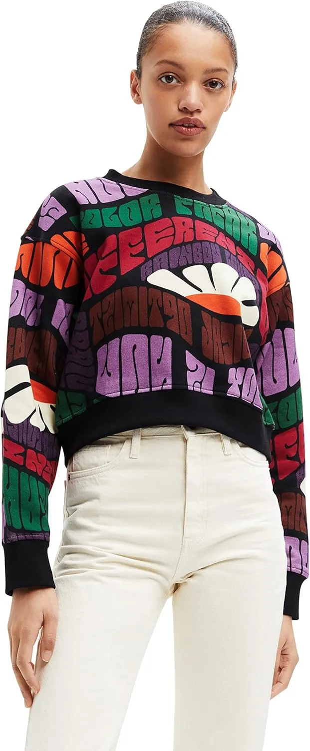 Desigual Damen Pullover - Bunter Pullover mit Retro-Print 22WWSK399019 GR. M
