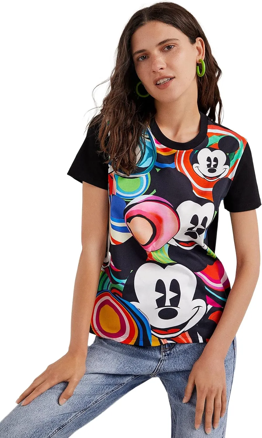 Desigual Damen T-Shirt „Mickey Marbles“ by M. Christian Lacroix - Mehrfarbig 22SWTKAM GR. L