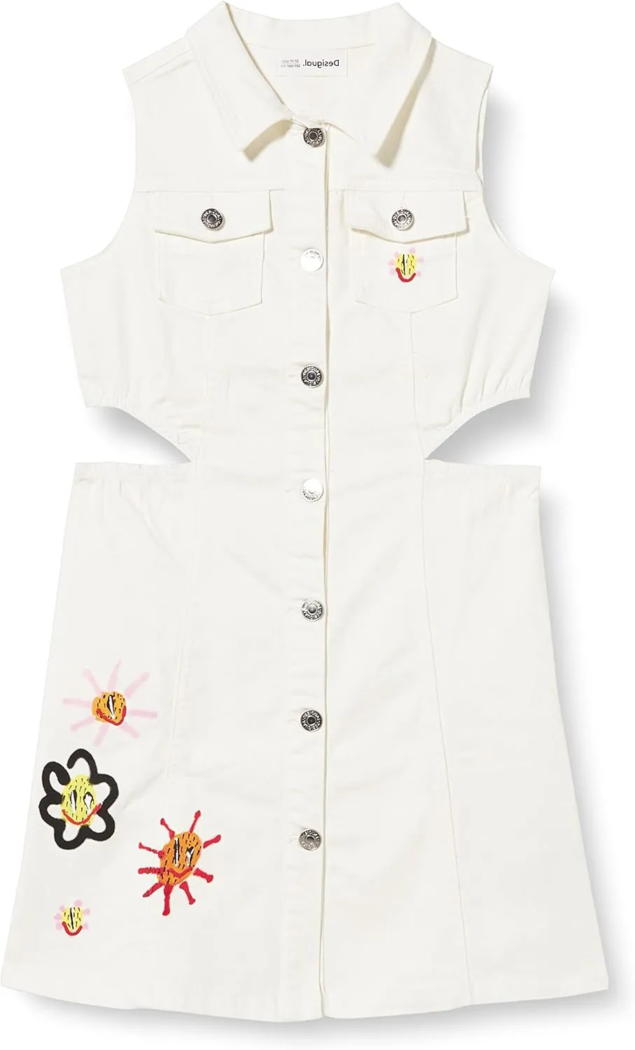 Desigual Mädchen Kleid - Ärmelloses Kleid mit Stickerei und Cut-Outs 23SGVD021000