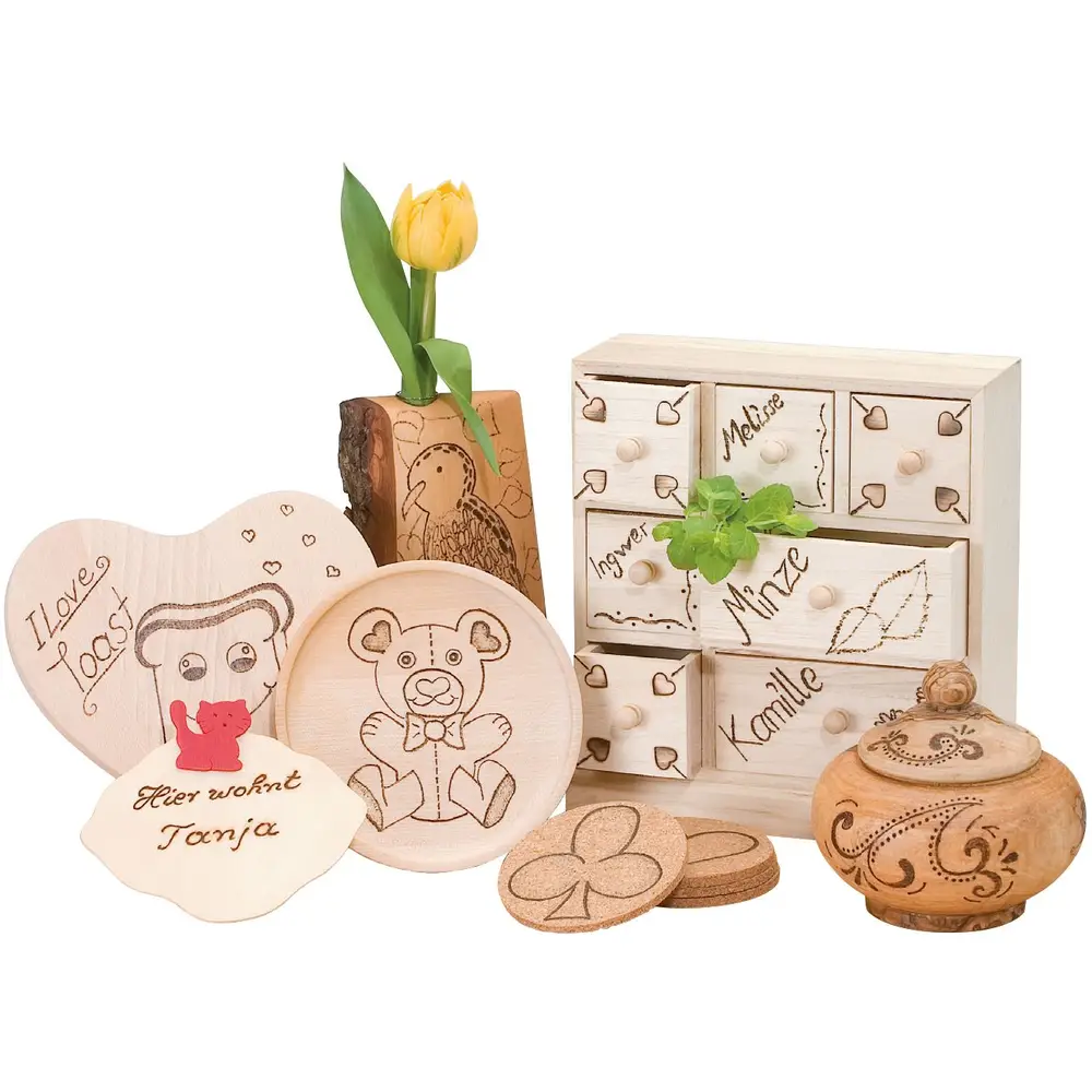 PEBARO Bastelset Brandmalerei Brandmal-Geschenk-Set inkl. Holz