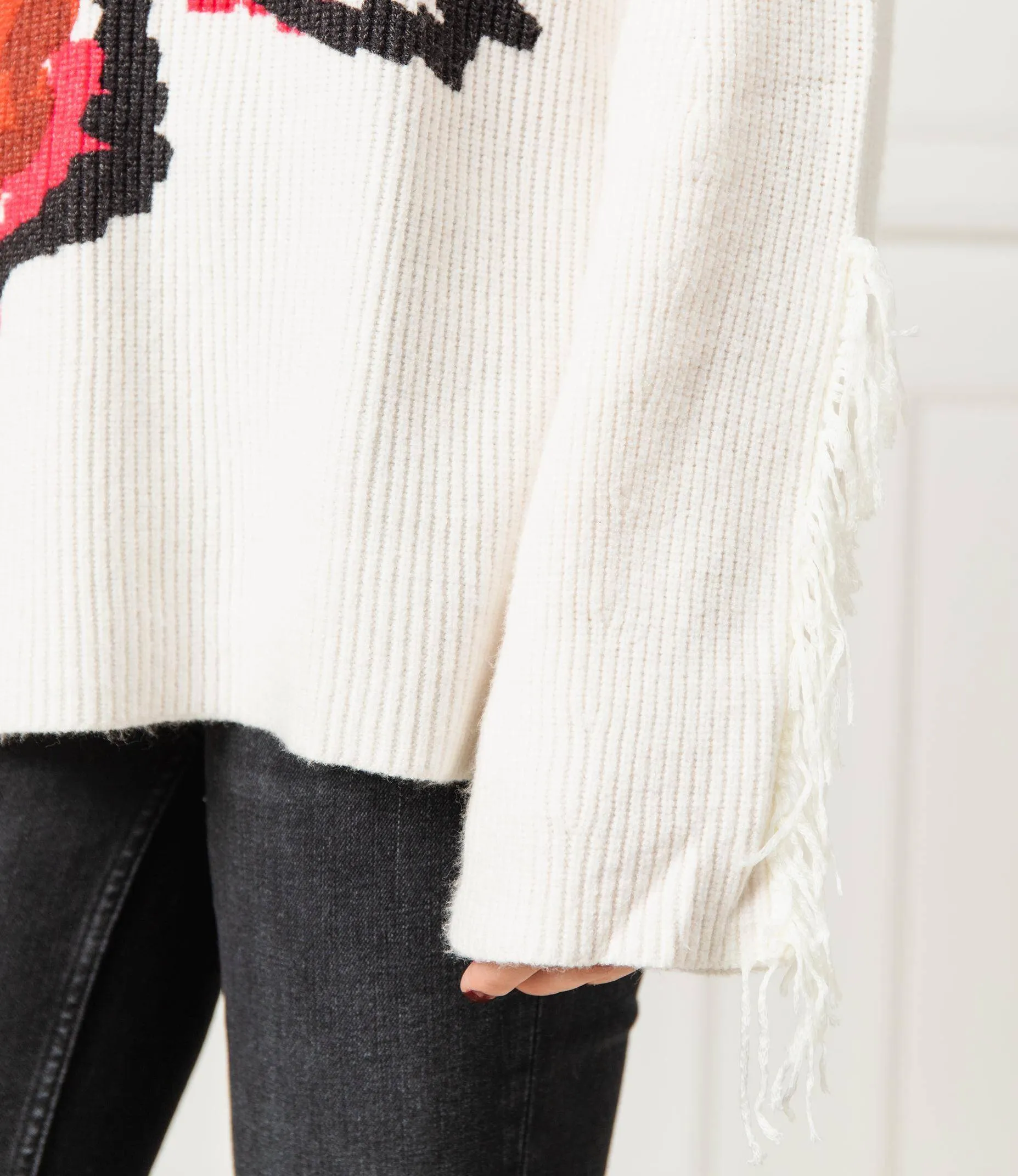 Desigual Damen Pullover „Bann“ - Zopfmuster mit Fransen 19WWJFAG GR. L