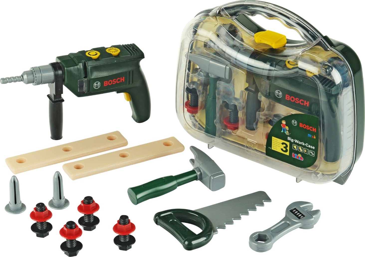 Theo Klein Bosch Kinder-Werkzeugkoffer 12-teilig Gerät, Elektrische, Bohrmaschine, Werkzeug, Spielzeug