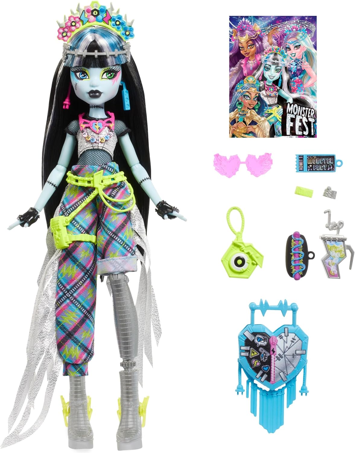 Monster High Monster Fest Frankie Doll HXH79 Monster, High, Monster, Fest, Frankie, Doll, HXH79, Puppe, Spielzeug, Person, Gesicht, Kopf