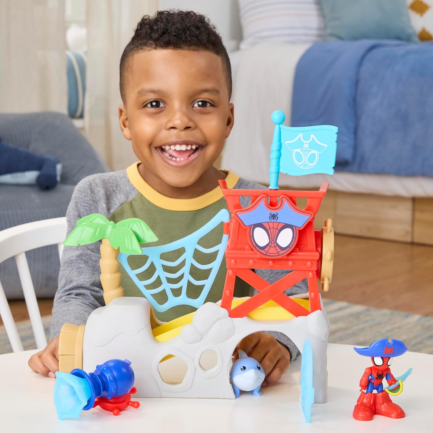 Marvel Spidey und Seine Super-Freunde Water-Webs Spidey Insel Spielset mit 2 Figuren