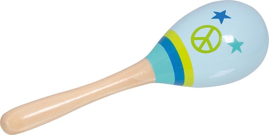 GOKI 61843 Maracas Peace - Buntes Rasselinstrument für Kinder ab 3 Jahren