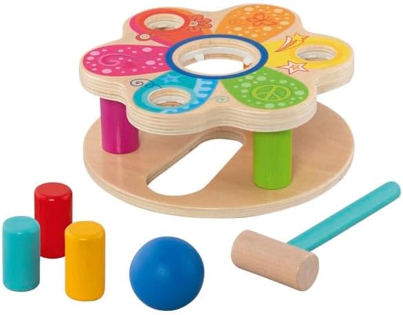 GOKI 58310 Hammerbank - Motorikspielzeug aus Holz im Blumen-Design GOKI 58310 Hammerbank - Motorikspielzeug aus Holz im Blumen-Design