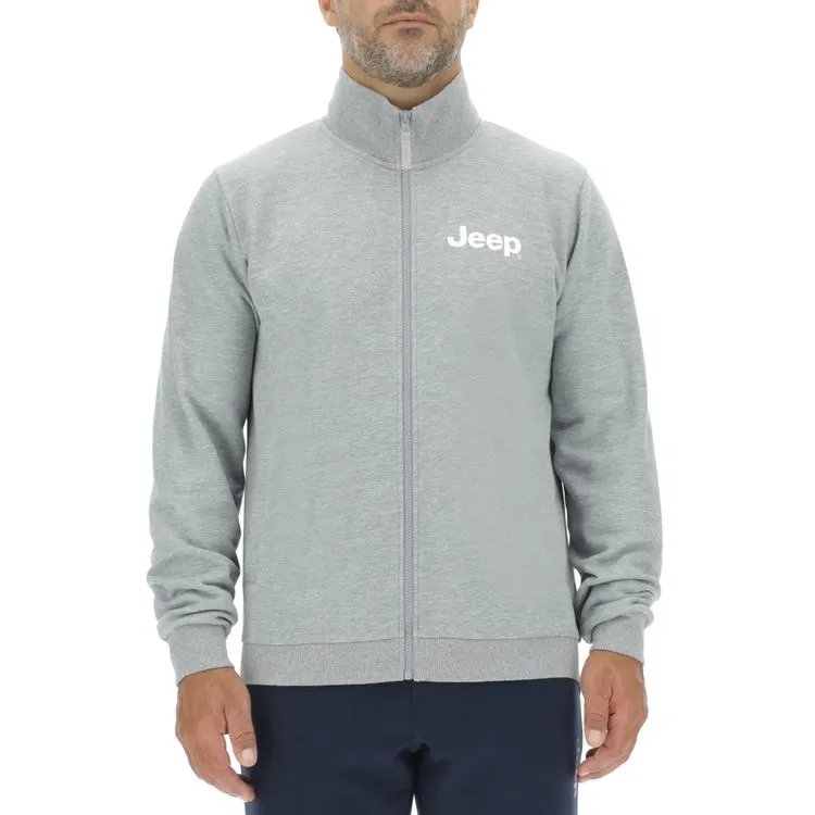 JEEP Herren Sweatjacke O103213GR - Hellgraue Sweatjacke mit Reißverschluss und Jeep-Logo GR. XXL