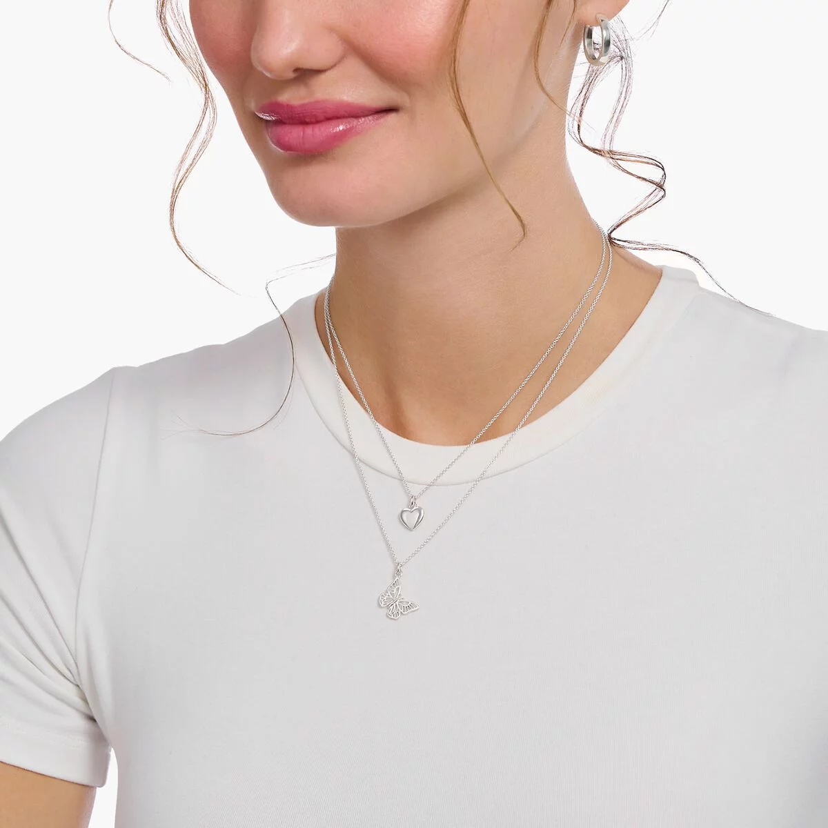 Thomas Sabo Kette Mit Anhänger Schmetterlinh Länge 45 Cm Silber KE2223-001-21-L45V