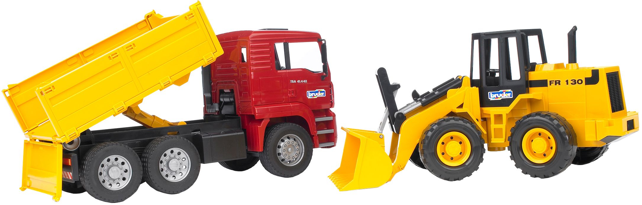 Bruder 02752 MAN TGA Kipplastwagen und Gelenkradlader FR130 Maschine, Bulldozer, Maschine, Bulldozer, Maschine, Bulldozer