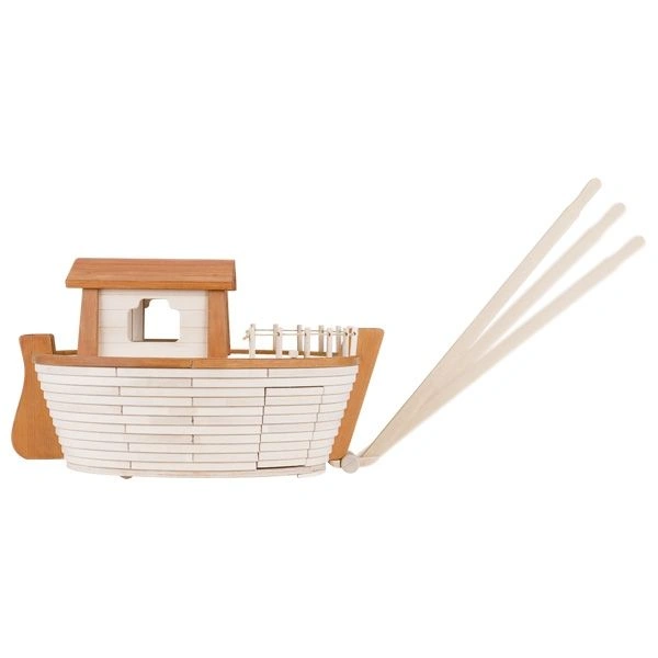 goki Holzstelzen Arche Noah - großes Holzschiff auf Rollen, ca. 75 × 47 × 43,5 cm