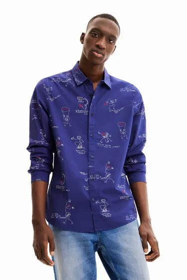 Desigual Herren Hemd - Blau, Bedruckt 22WMCW325158 GR. M
