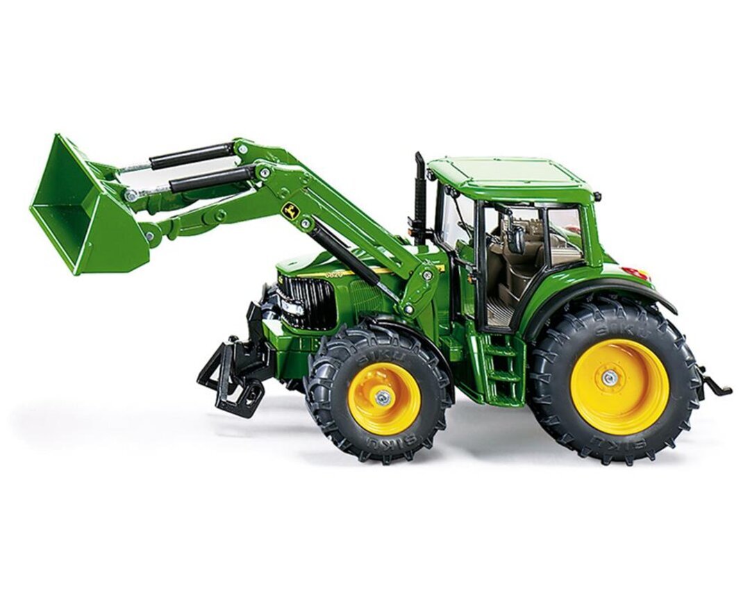 Siku_John_Deere_Mit_Frontalder, Maschine, Rad, Im Freien, Natur