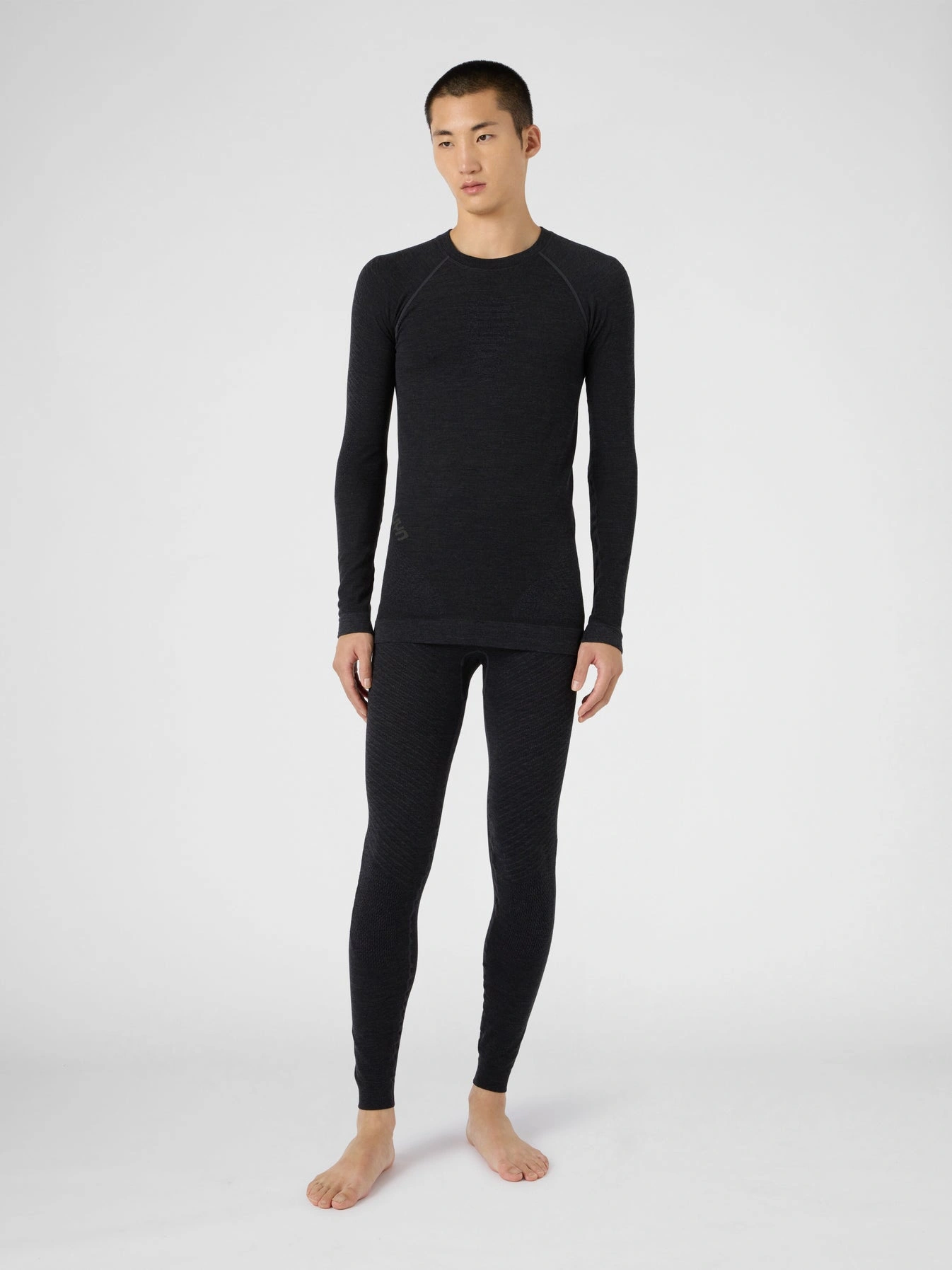 UYN Herren Cashmere Biotech UW Shirt LG_SL U100563J247 - Grey Rock/Schwarz GR. L/XL