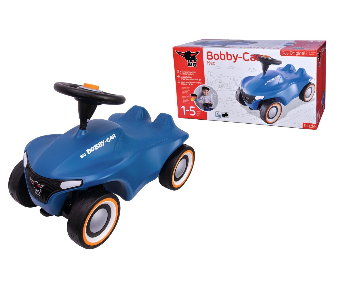 BIG_Bobby_Car_Neo_Blau_(800056241), Rasen, Rasenmäher, Pflanze, Werkzeug, Person