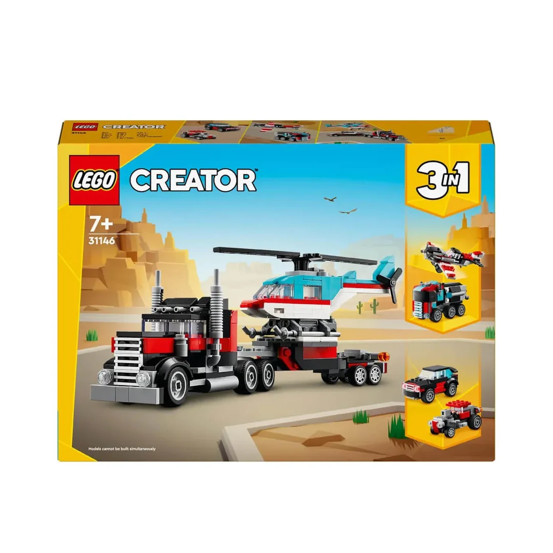 LEGO® Creator 3 in 1 Tieflader Mit Hubschrauber 31146