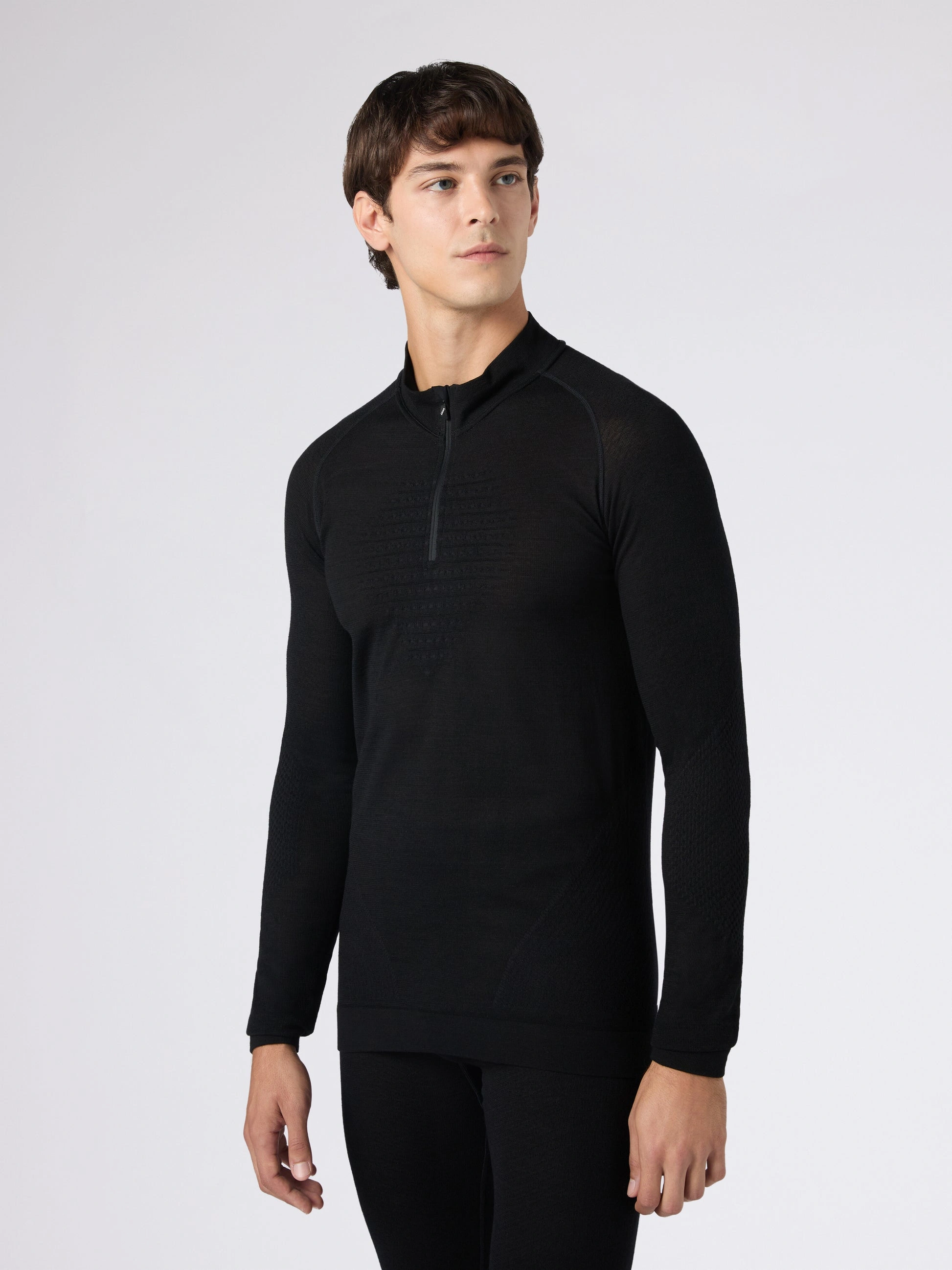 UYN Herren Fusyon Biotech UW Shirt Long_SL Zip Up U100517B000 - Schwarz GR. L/XL