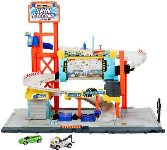 Matchbox, Spielset, Rotierende, Waschstraße, mit, Die-Cast-Corvette, und, Abschleppwagen