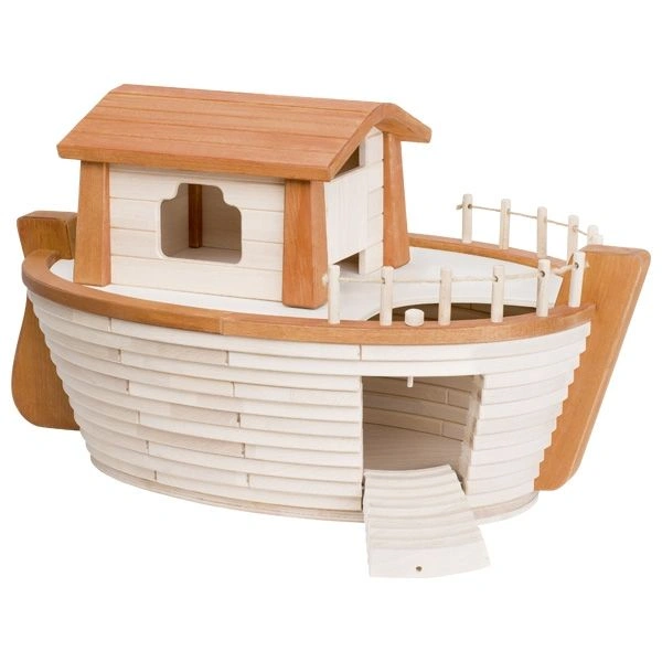 goki Holzstelzen Arche Noah - großes Holzschiff auf Rollen, ca. 75 × 47 × 43,5 cm