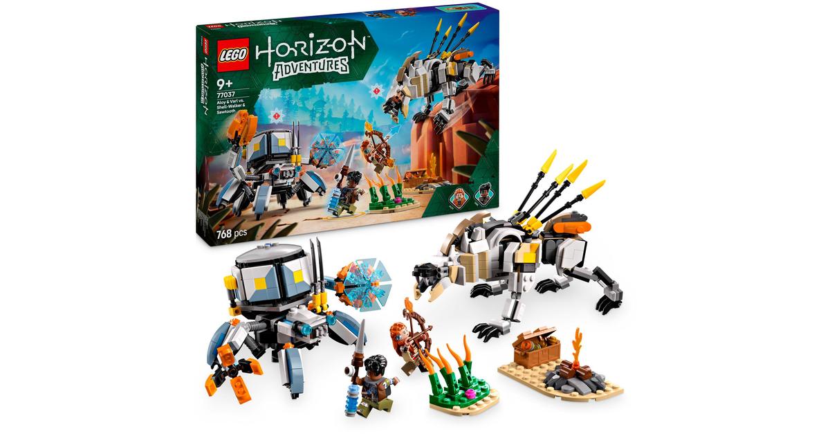 LEGO Horizon Aloy und Varl vs. Panzerwanderer und Sägezahn 77037