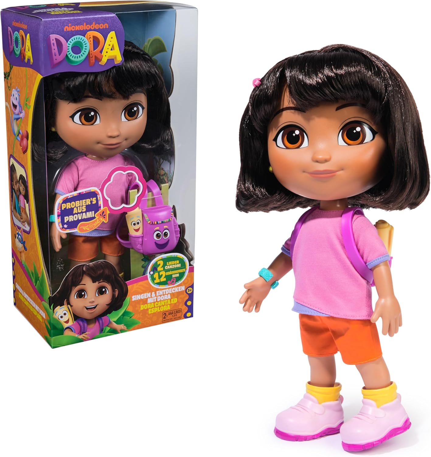 Dora the Explorer Best Friend Puppe von Spin Master Dora the Explorer Best Friend Puppe Weiche Stoffpuppe mit braunen Haaren, rosa Oberteil und orangefarbener Hose