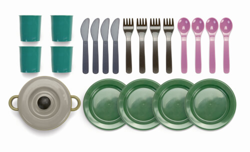 Dantoy 2681 Green Bean Essservice im Netz - 22-teiliges Geschirrset für Kinder