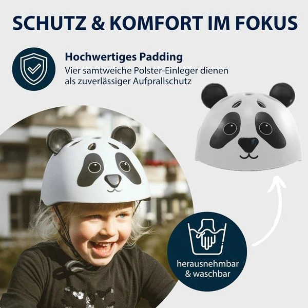 Kinderhelm Pandy, schwarz-weiß, Gr. 48-52