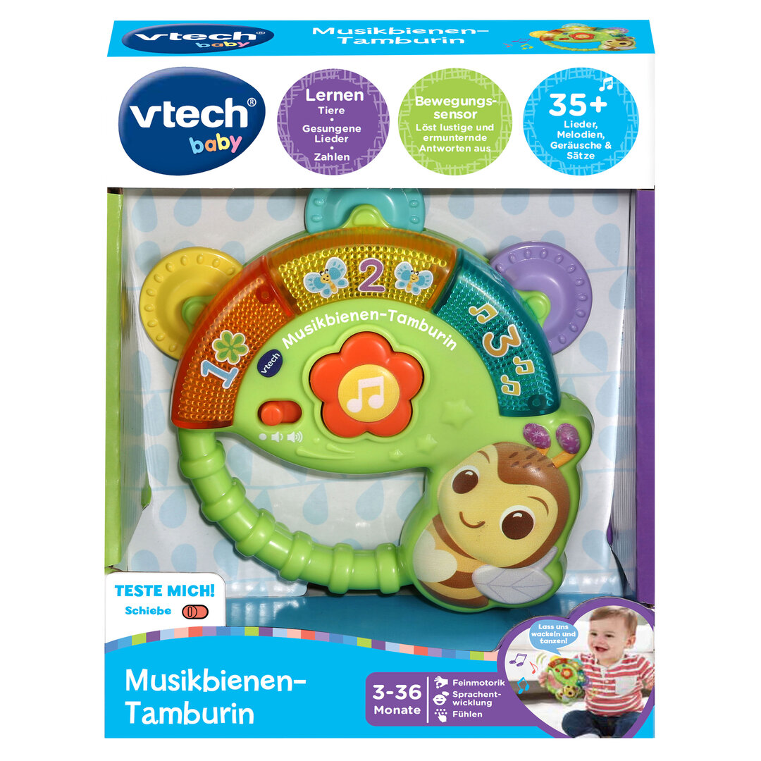 VTech_Musikbienen-Tamburin_(80-558604), Spielzeug, Baby, Person, Rassel, Gesicht