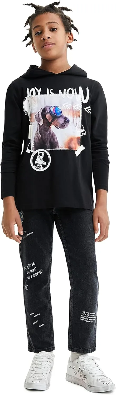 Desigual Jungen Langarmshirt - Schwarz Baumwolle 22WBTK10/2000