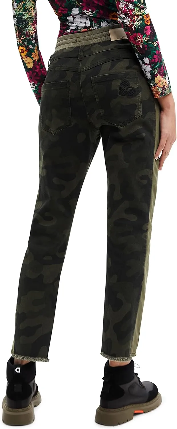 Desigual Damen Hose - Camouflage Chino Pants mit Kordelzug 22WWPN134086 GR. XS