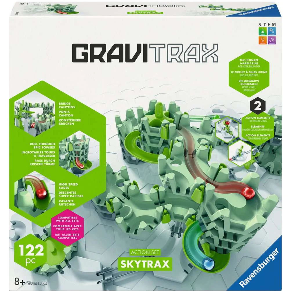 Ravensburger GraviTrax Action-Set Skytrax Innovative Kugelbahn in neuem Design und mit neuen Funktionen Murmelbahn